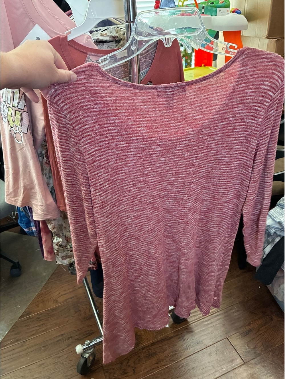 Dressbarn burgandy marled 3/4 sleeve top - Picture 2 of 3